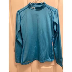Under Armour Women's Size Large Blue Base Layer Long Sleeve Top Fitted Cold Gear